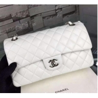 Unique Ladies Chanel 2.55 Series Flap Bag Lambskin Leather A5024 White Silver