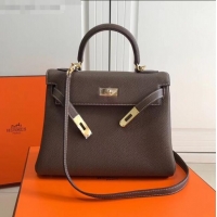 Top Grade Hermes Kelly 28cm Top Handle Bag in Epsom Leather H028 Etoupe Gold 2020