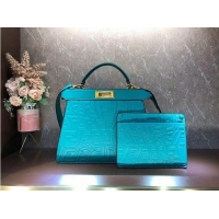 Low Price FENDI PEEKABOO ICONIC ESSENTIALLY leather bag F1519 Blue