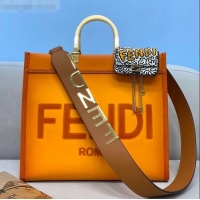 Top Quality Fendi Sunshine Gradient Leather Medium Shopper Bag FD2201 Orange 2021