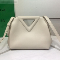 Classic Bottega Veneta Calfskin Small Point Top Handle Bag BV2349 Chalk White 2021