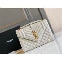 Trendy Design Yves Saint Laurent Calfskin Leather 487206 white&gold