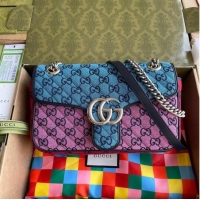 Lower Price Gucci GG Marmont multicolor small shoulder bag 443497 Pink&blue&green&red