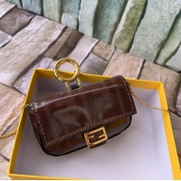 Popular Style FENDI NANO BAGUETTE CHARM Nappa Original Leather Bag 7AR844 Brown