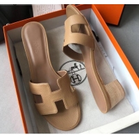 Best Price Hermes Oasis Sandal in in Togo Grainy Calfskin With 5cm Heel 040371 Khaki 2021