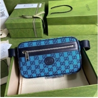 Inexpensive Gucci diagonal matelasse GG canvas Belt Bag 658657 Blue