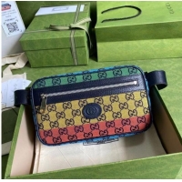 Discount Gucci diagonal matelasse GG canvas Belt Bag 658657 green yellowred pink
