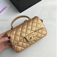 Well Crafted CHANEL mini flap bag with top handle AS2431 Gold