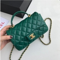 Trendy Design CHANEL mini flap bag with top handle AS2431 Green