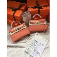 Famous Brand Hermes Kelly 19cm Shoulder Bags Epsom Leather KL19 pink