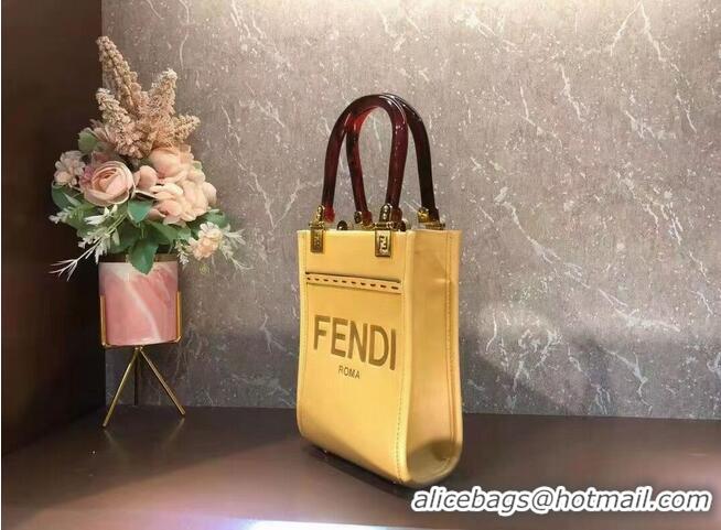 New Design FENDI MINI SUNSHINE SHOPPER leather mini-bag 8BS051ABV Yellow