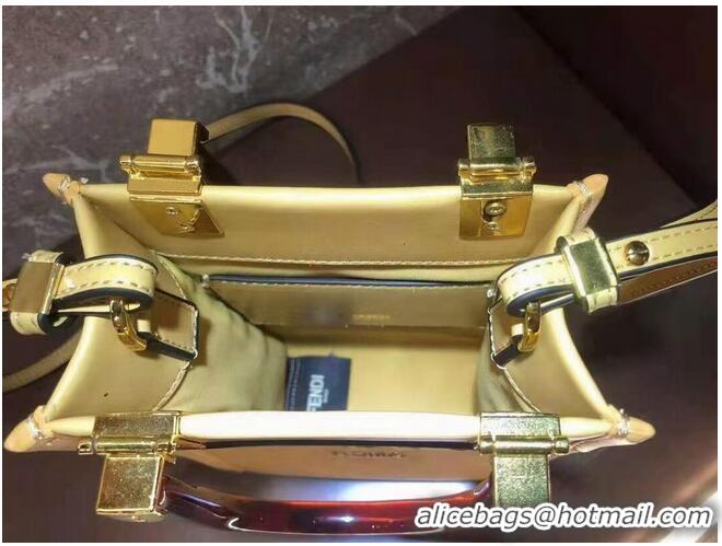 New Design FENDI MINI SUNSHINE SHOPPER leather mini-bag 8BS051ABV Yellow