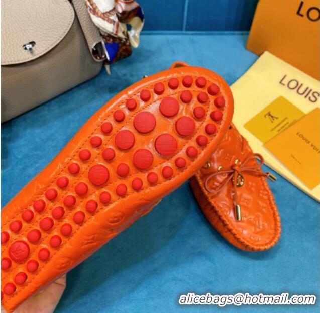 New Style Louis Vuitton Gloria Monogram Leather Flat Loafer 040838 Orange 2021