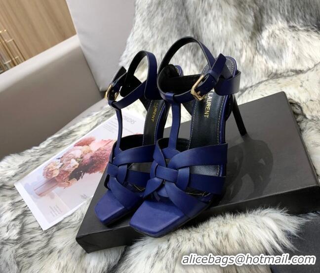 Best Product Saint Laurent Calfskin High-Heel Sandals 10cm 042977 Blue