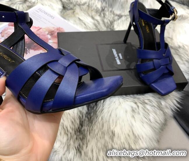 Best Product Saint Laurent Calfskin High-Heel Sandals 10cm 042977 Blue