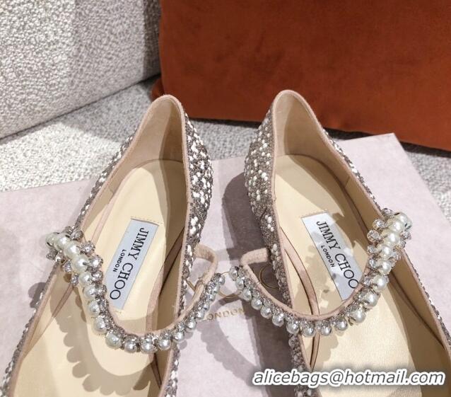 Luxurious Jimmy Choo Pearl Crystal Strap Ballerinas 041005