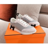 Good Looking Hermes Bouncing Canvas Sneakers 051088 Grey 2021