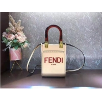 Trendy Design FENDI MINI SUNSHINE SHOPPER leather mini-bag 8BS051ABV Beige