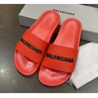 Best Quality Balenciaga Flat Slide Sandals 031007 Red 2021