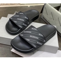 Best Price Balenciaga Flat Slide Sandals 031007 Black 2021