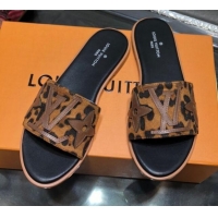 Top Quality Louis Vuitton Lock It Flat Slide Sandals with Patchwork Logo 031116 Brown