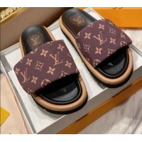 Top Quality Louis Vuitton Pool Pillow Comfort Monogram Nylon Slide Sandals Cacao Brown 061261