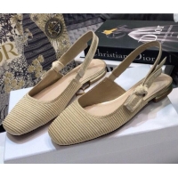 Affordable Price Dior x Moi Slingback Ballerinas Flats in Nude Ribbon Embroidered Cotton 042724