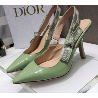Classic Dior J'Adior Slingback Pumps 9.5cm in Green Patent Calfskin 042741