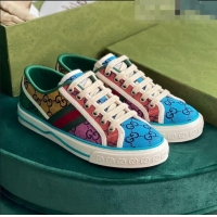 Buy Inexpensive Gucci Tennis 1977 GG Multicolour Low-Top Sneakers G0103 Green/Blue 2021