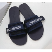 Top Quality Dior Dio(r)evolution Flat Slide Sandals 050621 Navy Blue/Black