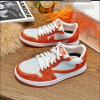 Discount Nike Air Jordan Crystal Allover Low-top Sneakers CD0750 White/Orange 2021