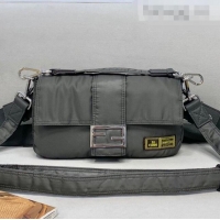Buy Cheap Fendi Men's Baguette Porter Nylon Medium Shoulder Bag/Belt Bag FD0327 Grey 2021