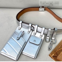 Top Quality Fendi FF Leather Multi-accessory Pocket Belt Bag FD0411 Silver 2021