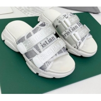 Charming Dior D-Wander Fabric Flat Slide Sandals 061154 Grey