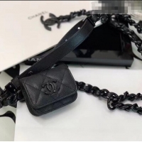Well Crafted Chanel Quilted Grained Calfskin Chain Belt Bag/Airpods Pro Holder AP1956 Black 2021