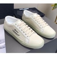 Good Quality Saint Laurent Canvas Sneakers 061225 White 2021