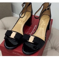 Most Popular Salvatore Ferragamo Vara Patent Leather Bow Sandals 6cm 051215 Black 2021