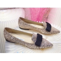 Top Quality Colorful Jimmy Choo Gabie Glitter Sequins Pointy Toe Flat Ballerinas with Bow 091132