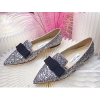 Low Price Colorful Jimmy Choo Gabie Glitter Sequins Pointy Toe Flat Ballerinas with Bow 091133