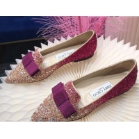 Affordable Price Jimmy Choo Gabie Glitter Sequins Pointy Toe Flat Ballerinas with Bow 091135