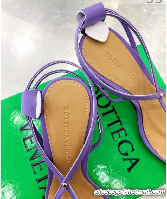 Discount Bottega Veneta Stretch Lambskin Strap Sandals 9cm 050652 Purple