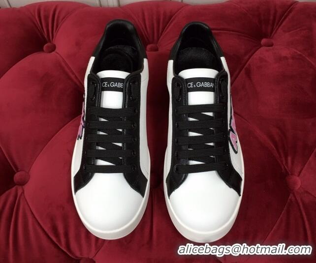 Super Quality Dolce & Gabbana PORTOFINO Sneakers In Calfskin With Patch Amore/White 061632