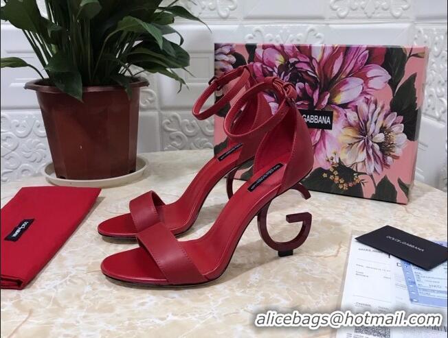 Low Cost Dolce&Gabbana Matte Calfskin Sandals with DG Heel 10.5cm 011252 All Red 2021