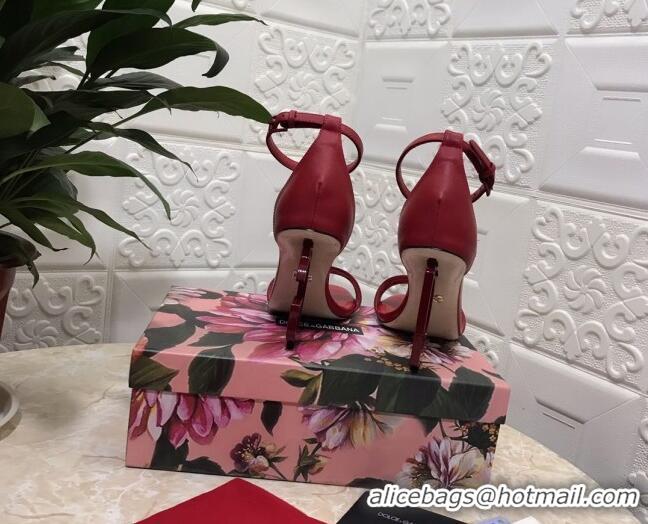 Low Cost Dolce&Gabbana Matte Calfskin Sandals with DG Heel 10.5cm 011252 All Red 2021