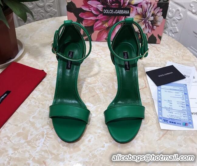 Low Cost Dolce&Gabbana Calfskin Sandals with DG Heel 10.5cm 011262 Green/Gold 2021
