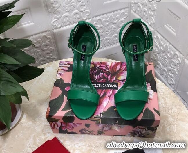 Low Cost Dolce&Gabbana Calfskin Sandals with DG Heel 10.5cm 011262 Green/Gold 2021