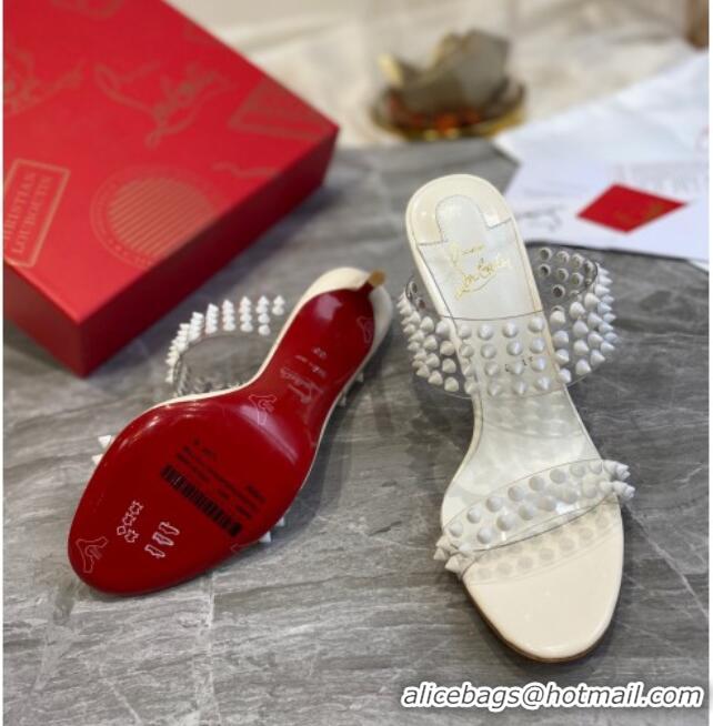 Pretty Style Christian Louboutin Stud Transparent Sandals 10cm 042822 White 2021