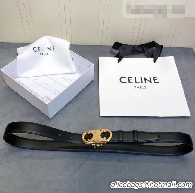 Buy Inexpensive Celine Width 2.5cm Caflskin Belt C50401 Black 2020