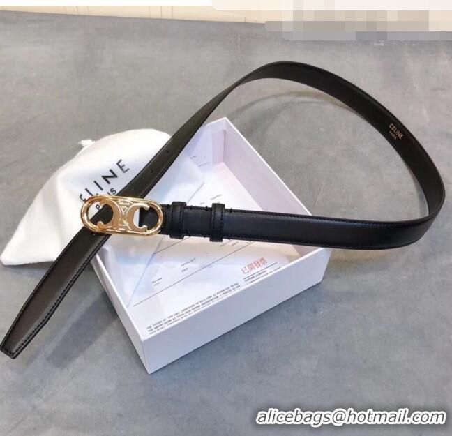 Buy Inexpensive Celine Width 2.5cm Caflskin Belt C50401 Black 2020