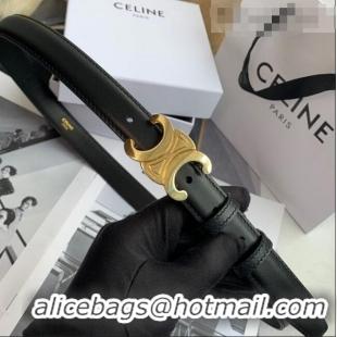 Shop Grade Celine Triomphe Leather Belt 25mm with Logo Buckle C63058 Black 2021